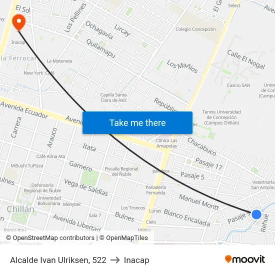 Alcalde Ivan Ulriksen, 522 to Inacap map