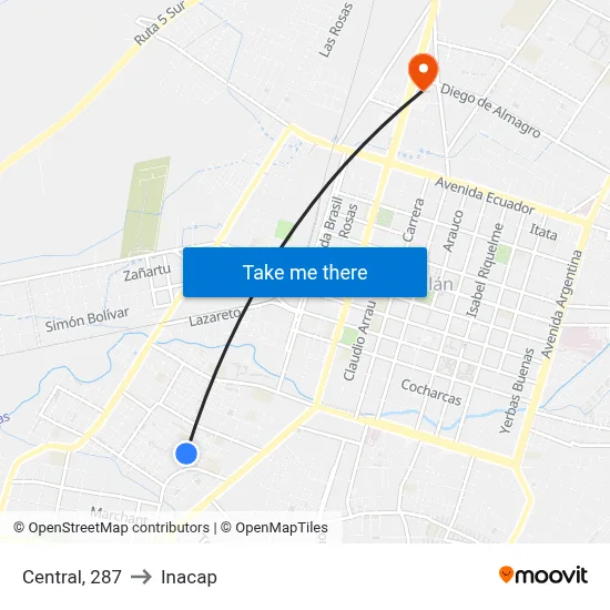 Central, 287 to Inacap map