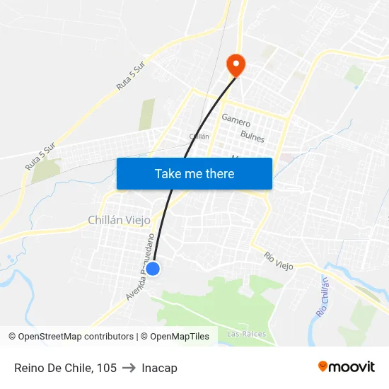 Reino De Chile, 105 to Inacap map