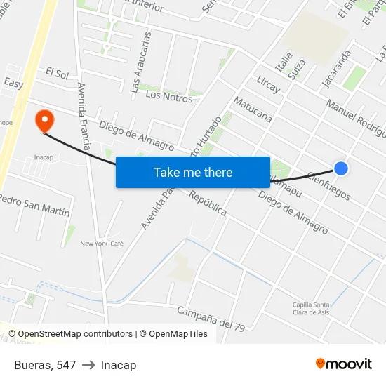 Bueras, 547 to Inacap map