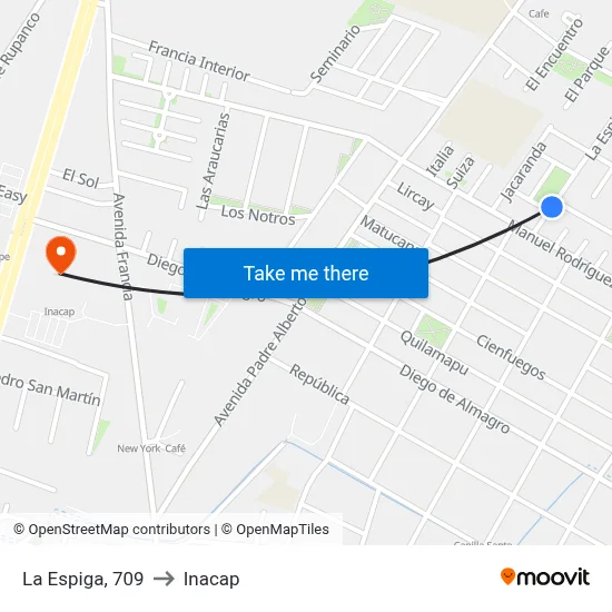 La Espiga, 709 to Inacap map