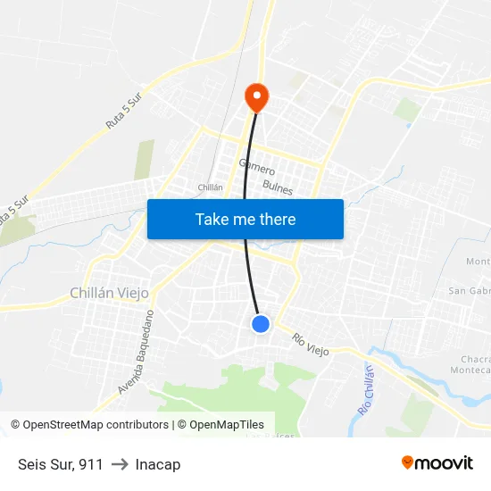 Seis Sur, 911 to Inacap map