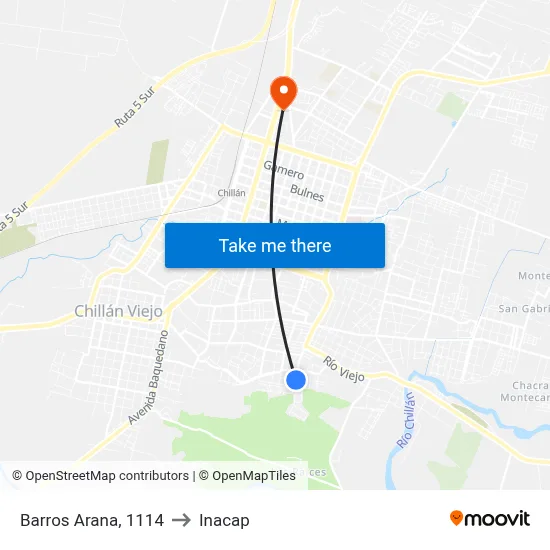 Barros Arana, 1114 to Inacap map