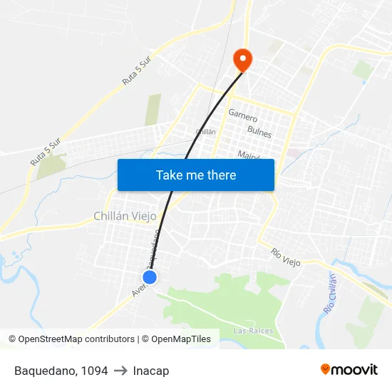 Baquedano, 1094 to Inacap map