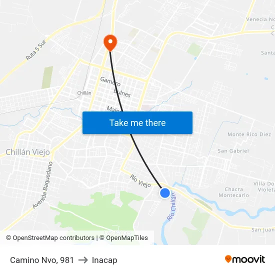 Camino Nvo, 981 to Inacap map