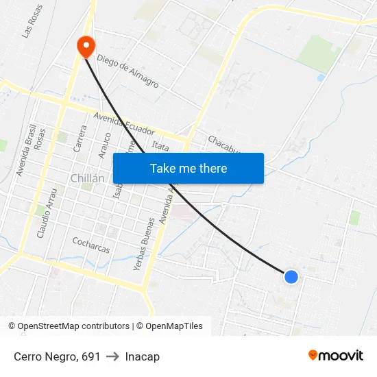 Cerro Negro, 691 to Inacap map