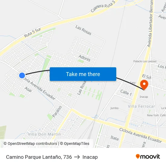 Camino Parque Lantaño, 736 to Inacap map