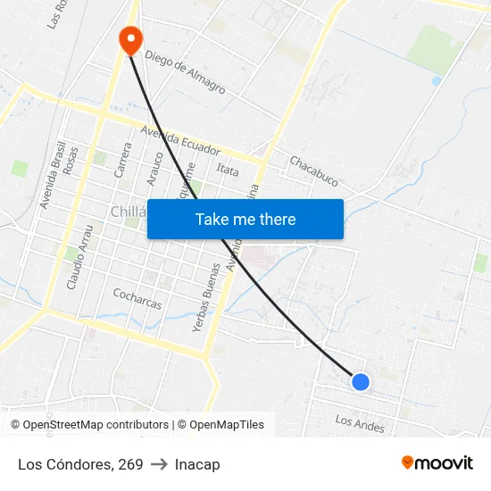 Los Cóndores, 269 to Inacap map