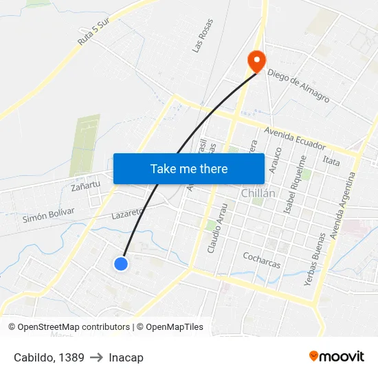 Cabildo, 1389 to Inacap map