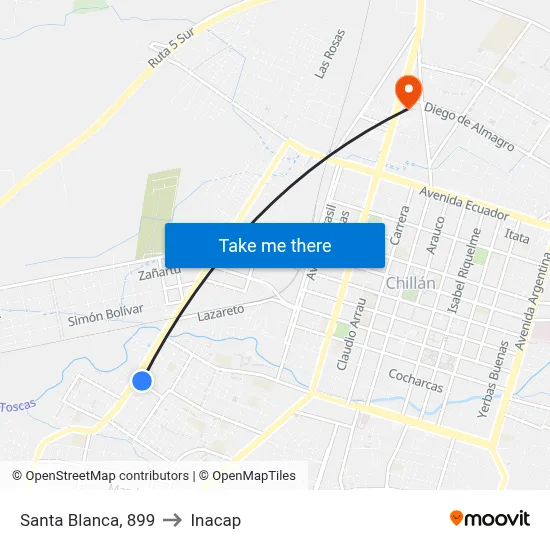 Santa Blanca, 899 to Inacap map