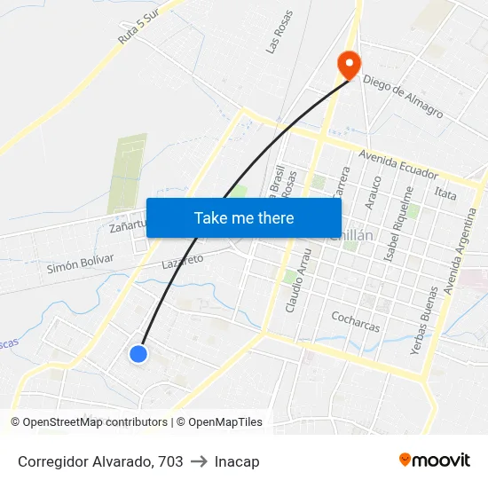 Corregidor Alvarado, 703 to Inacap map