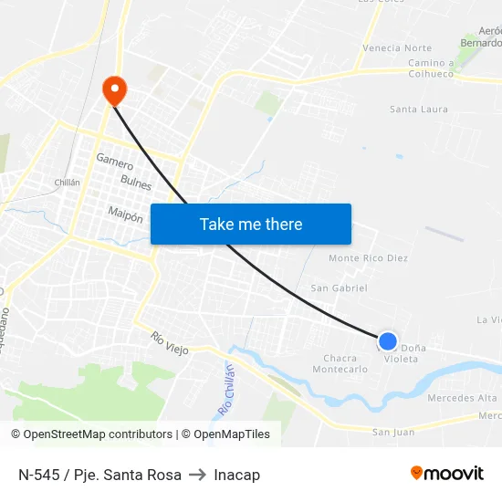 N-545 / Pje. Santa Rosa to Inacap map