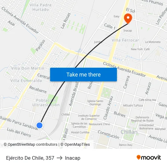 Ejército De Chile, 357 to Inacap map