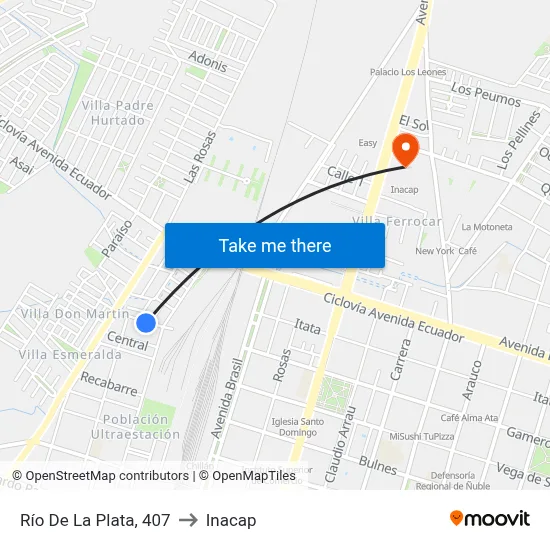 Río De La Plata, 407 to Inacap map