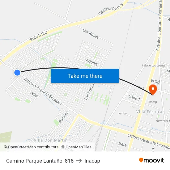 Camino Parque Lantaño, 818 to Inacap map