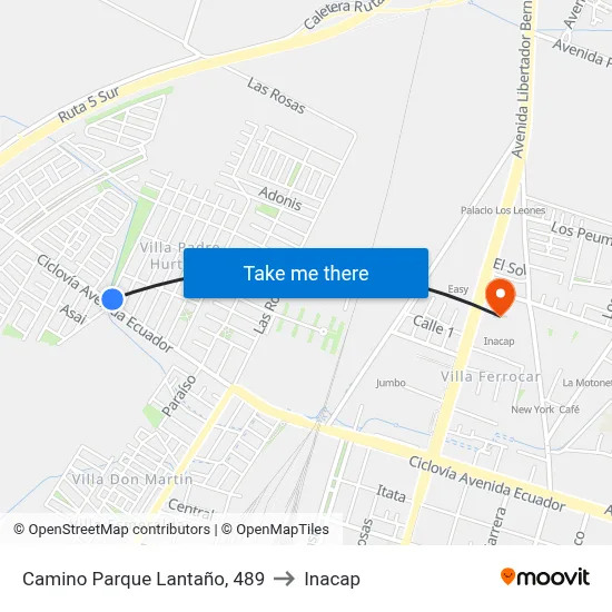 Camino Parque Lantaño, 489 to Inacap map