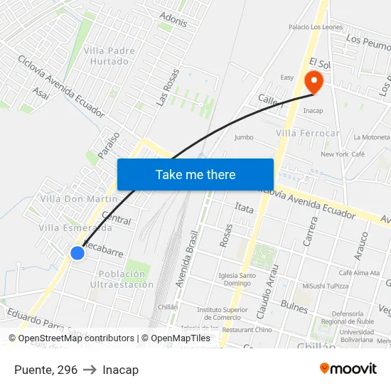 Puente, 296 to Inacap map