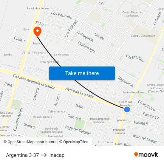 Argentina 3-37 to Inacap map