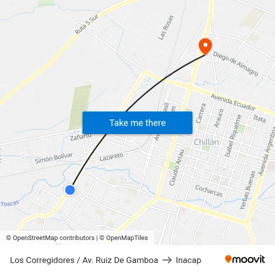 Los Corregidores / Av. Ruiz De Gamboa to Inacap map