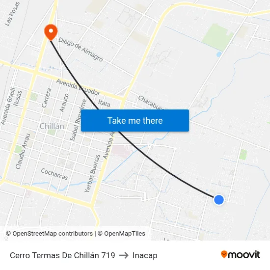 Cerro Termas De Chillán 719 to Inacap map