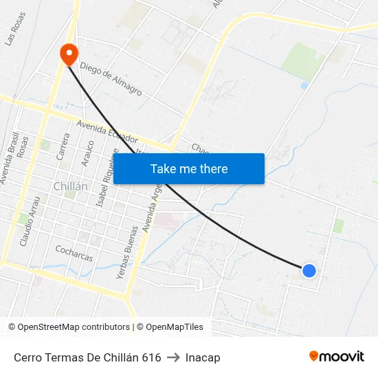 Cerro Termas De Chillán 616 to Inacap map