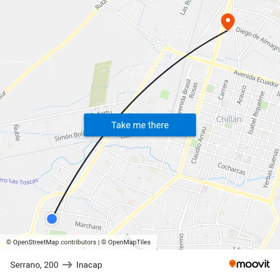 Serrano, 200 to Inacap map