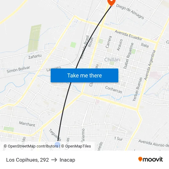 Los Copihues, 292 to Inacap map