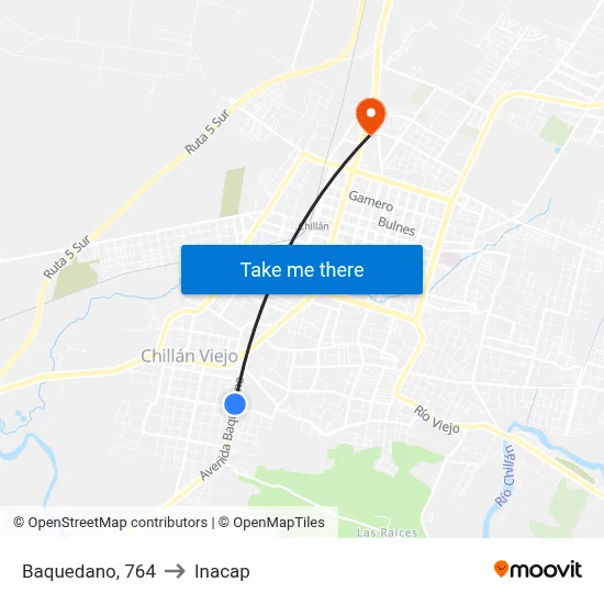 Baquedano, 764 to Inacap map