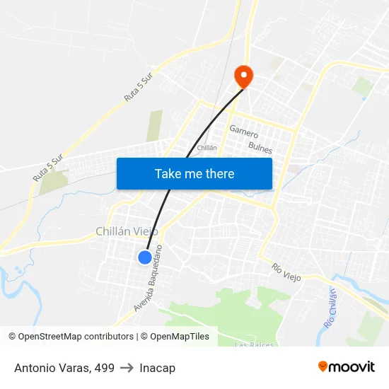 Antonio Varas, 499 to Inacap map