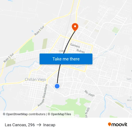 Las Canoas, 296 to Inacap map