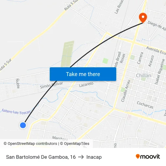 San Bartolomé De Gamboa, 16 to Inacap map