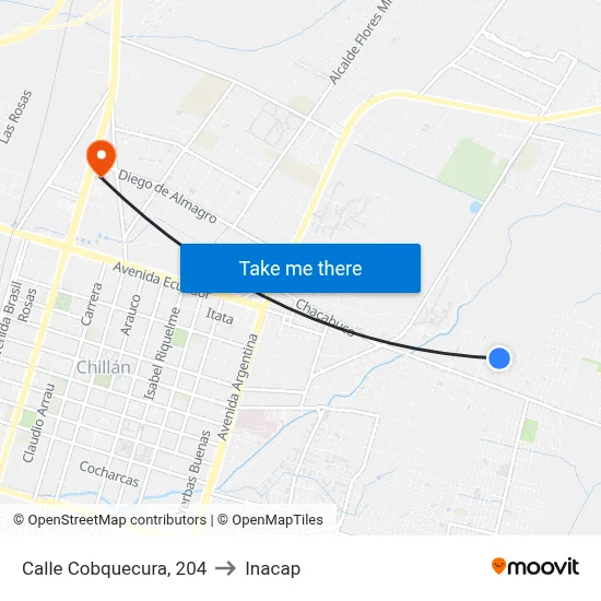Calle Cobquecura, 204 to Inacap map