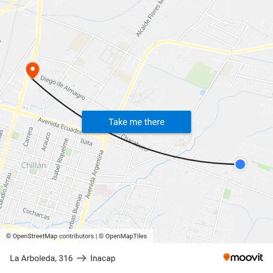 La Arboleda, 316 to Inacap map