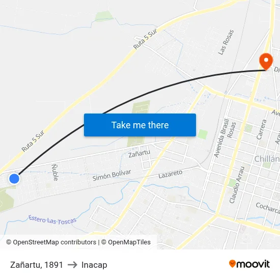 Zañartu, 1891 to Inacap map
