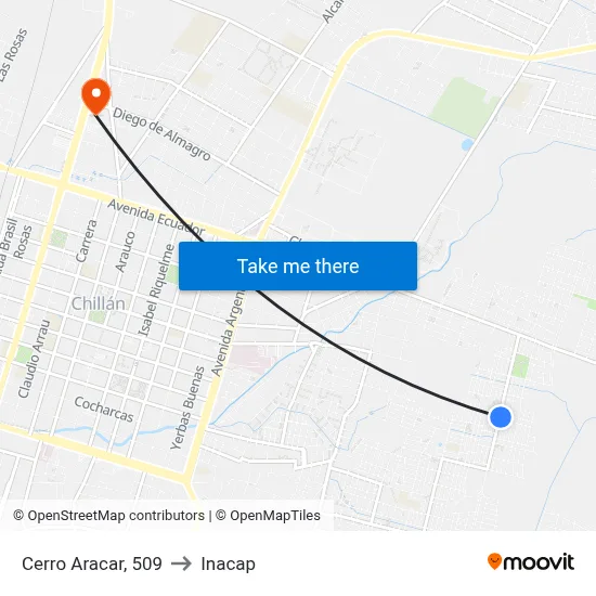 Cerro Aracar, 509 to Inacap map