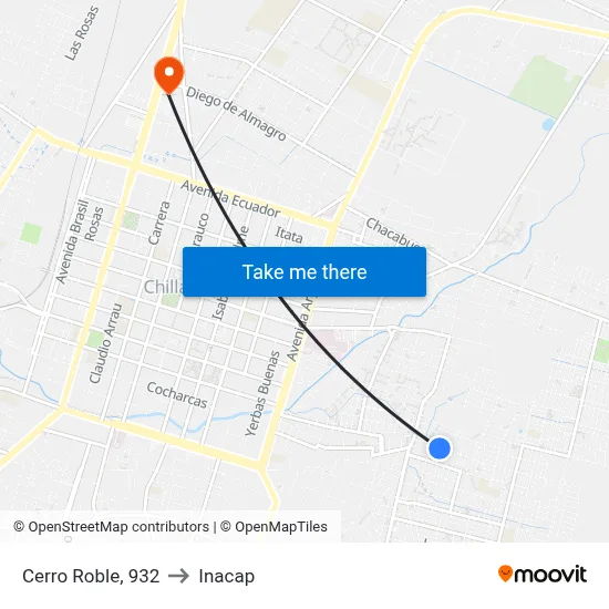 Cerro Roble, 932 to Inacap map