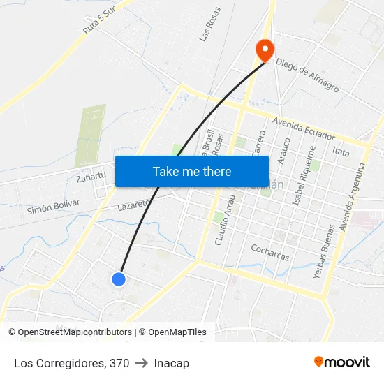Los Corregidores, 370 to Inacap map