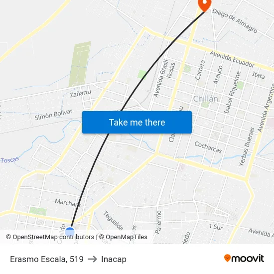 Erasmo Escala, 519 to Inacap map