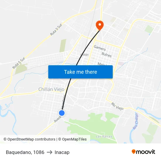 Baquedano, 1086 to Inacap map