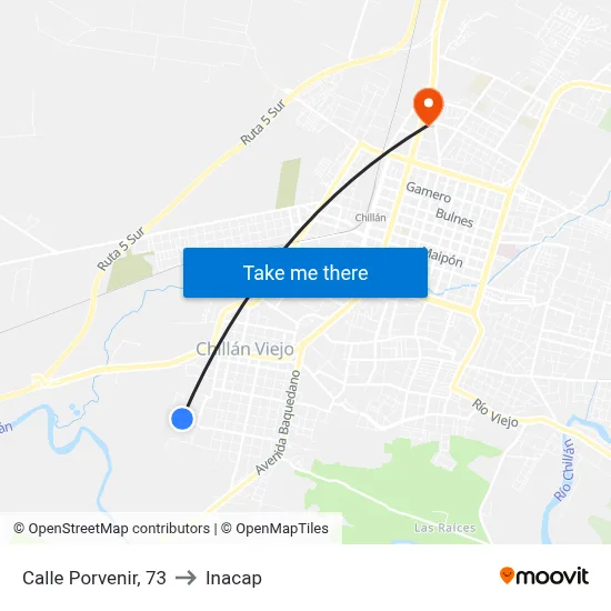 Calle Porvenir, 73 to Inacap map