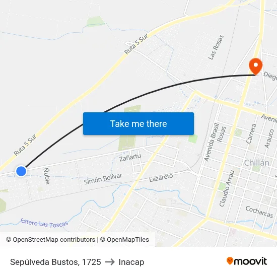 Sepúlveda Bustos, 1725 to Inacap map