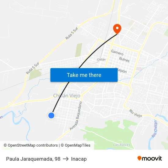 Paula Jaraquemada, 98 to Inacap map