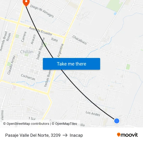 Pasaje Valle Del Norte, 3209 to Inacap map