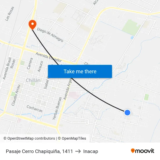 Pasaje Cerro Chapiquiña, 1411 to Inacap map