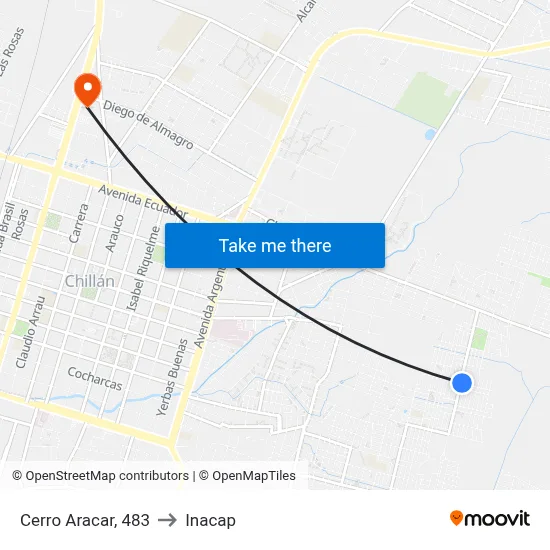 Cerro Aracar, 483 to Inacap map