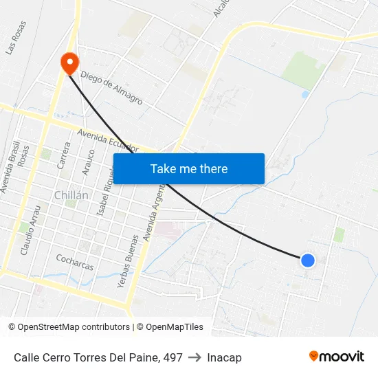 Calle Cerro Torres Del Paine, 497 to Inacap map