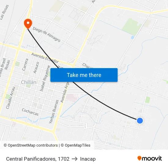 Central Panificadores, 1702 to Inacap map
