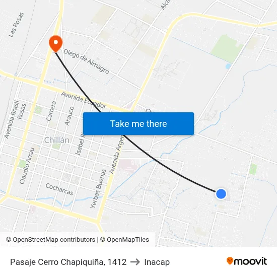 Pasaje Cerro Chapiquiña, 1412 to Inacap map