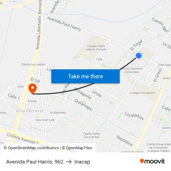 Avenida Paul Harris, 962 to Inacap map