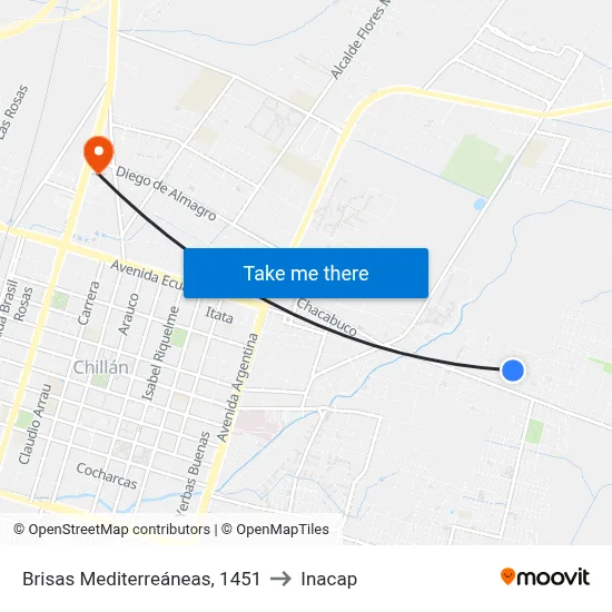 Brisas Mediterreáneas, 1451 to Inacap map